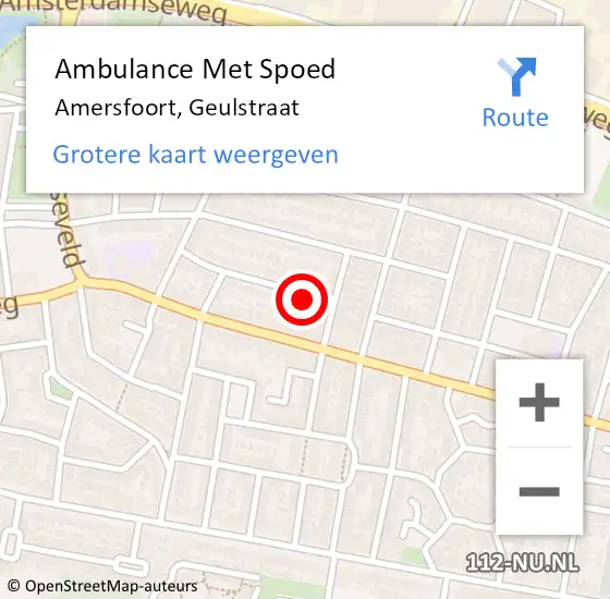 Locatie op kaart van de 112 melding: Ambulance Met Spoed Naar Amersfoort, Geulstraat op 6 mei 2018 01:24