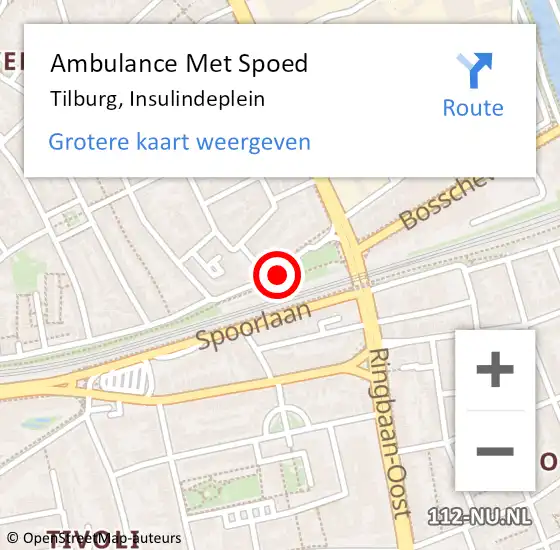 Locatie op kaart van de 112 melding: Ambulance Met Spoed Naar Tilburg, Insulindeplein op 6 mei 2018 01:56