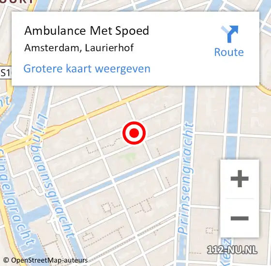 Locatie op kaart van de 112 melding: Ambulance Met Spoed Naar Amsterdam, Laurierhof op 6 mei 2018 05:29