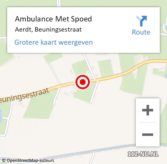 Locatie op kaart van de 112 melding: Ambulance Met Spoed Naar Aerdt, Beuningsestraat op 6 mei 2018 06:13