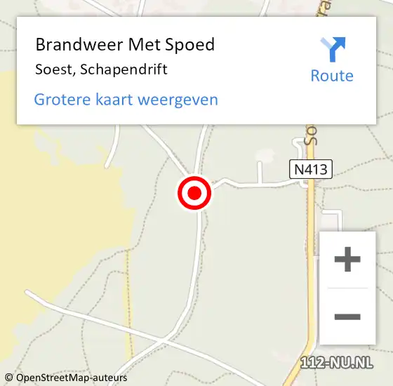 Locatie op kaart van de 112 melding: Brandweer Met Spoed Naar Soest, Schapendrift op 6 mei 2018 08:01