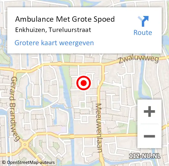 Locatie op kaart van de 112 melding: Ambulance Met Grote Spoed Naar Enkhuizen, Tureluurstraat op 6 mei 2018 08:17