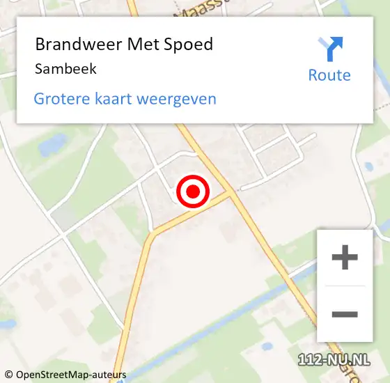 Locatie op kaart van de 112 melding: Brandweer Met Spoed Naar Sambeek op 6 mei 2018 08:39