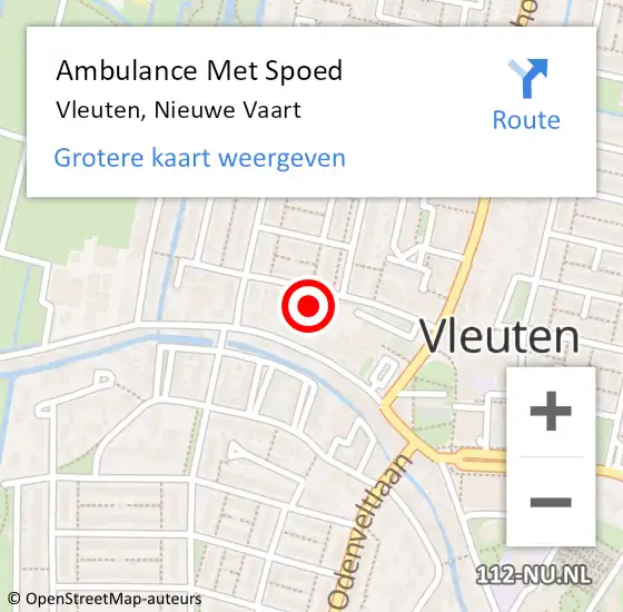 Locatie op kaart van de 112 melding: Ambulance Met Spoed Naar Vleuten, Nieuwe Vaart op 6 mei 2018 08:48