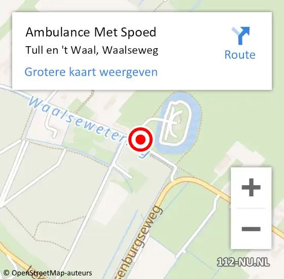 Locatie op kaart van de 112 melding: Ambulance Met Spoed Naar Tull en 't Waal, Waalseweg op 24 februari 2014 11:58