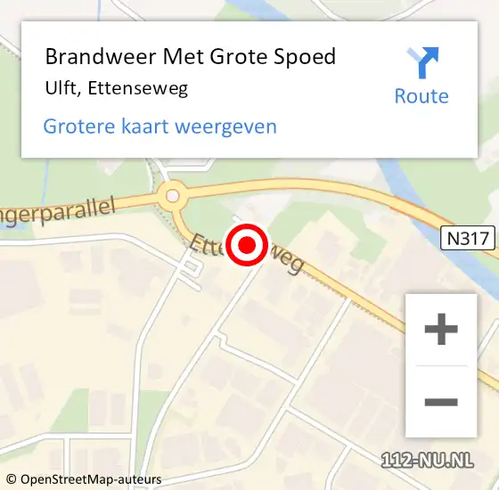 Locatie op kaart van de 112 melding: Brandweer Met Grote Spoed Naar Ulft, Ettenseweg op 6 mei 2018 09:50