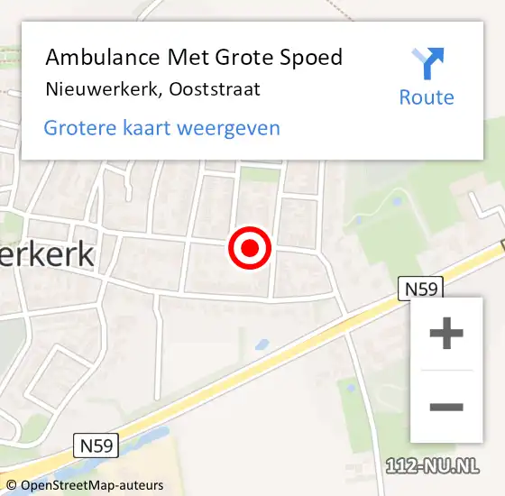 Locatie op kaart van de 112 melding: Ambulance Met Grote Spoed Naar Nieuwerkerk, Ooststraat op 6 mei 2018 10:00