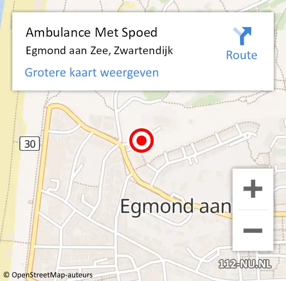 Locatie op kaart van de 112 melding: Ambulance Met Spoed Naar Egmond aan Zee, Zwartendijk op 6 mei 2018 10:49