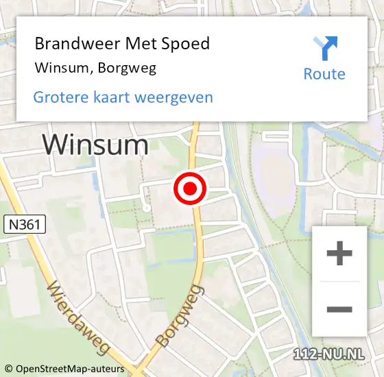 Locatie op kaart van de 112 melding: Brandweer Met Spoed Naar Winsum, Borgweg op 6 mei 2018 11:12