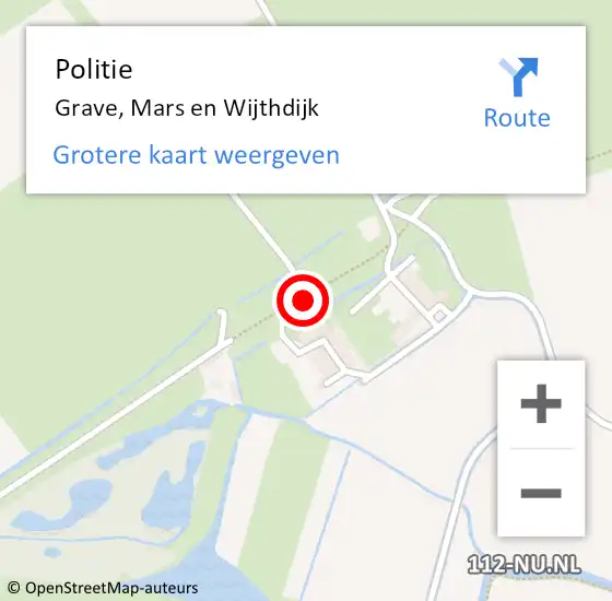 Locatie op kaart van de 112 melding: Politie Grave, Mars en Wijthdijk op 6 mei 2018 11:23