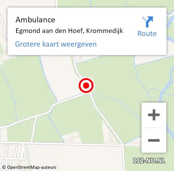 Locatie op kaart van de 112 melding: Ambulance Egmond aan den Hoef, Krommedijk op 6 mei 2018 11:41