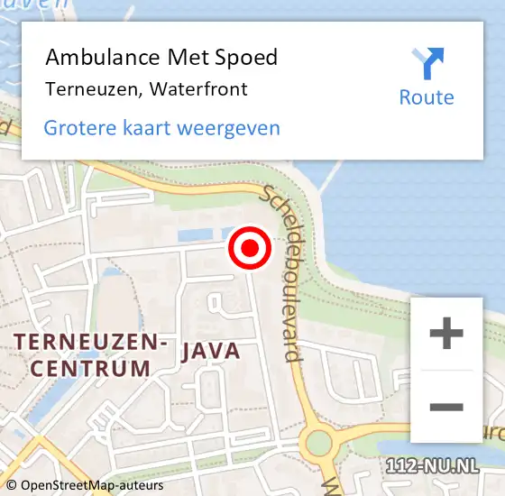 Locatie op kaart van de 112 melding: Ambulance Met Spoed Naar Terneuzen, Waterfront op 6 mei 2018 13:18