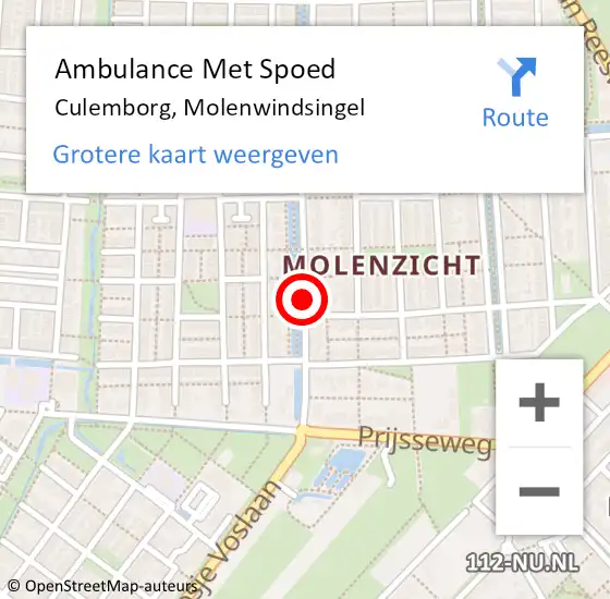 Locatie op kaart van de 112 melding: Ambulance Met Spoed Naar Culemborg, Molenwindsingel op 6 mei 2018 13:44