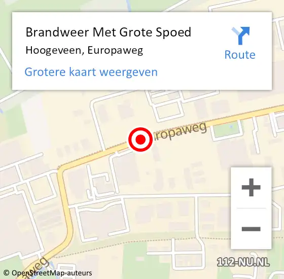 Locatie op kaart van de 112 melding: Brandweer Met Grote Spoed Naar Hoogeveen, Europaweg op 6 mei 2018 13:52