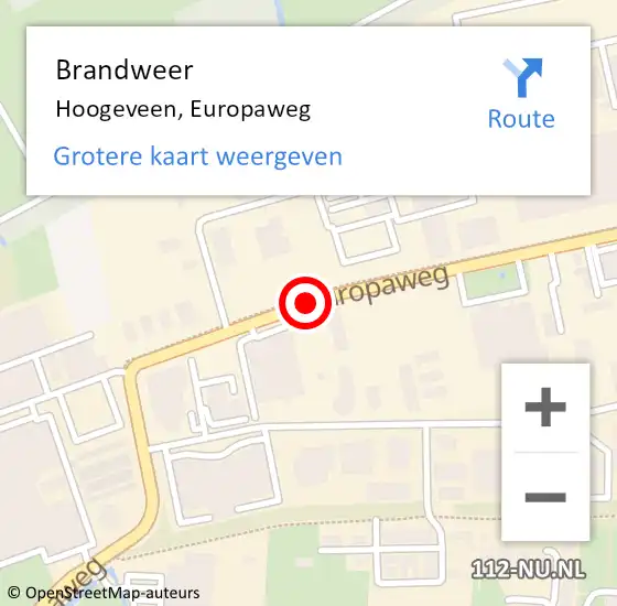 Locatie op kaart van de 112 melding: Brandweer Hoogeveen, Europaweg op 6 mei 2018 13:56