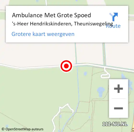 Locatie op kaart van de 112 melding: Ambulance Met Grote Spoed Naar 's-Heer Hendrikskinderen, Theuniswegeling op 6 mei 2018 14:18