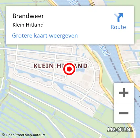 Locatie op kaart van de 112 melding: Brandweer Klein Hitland op 6 mei 2018 14:34