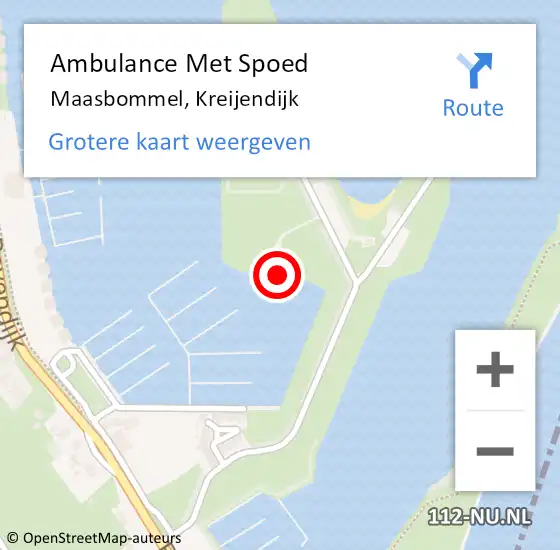 Locatie op kaart van de 112 melding: Ambulance Met Spoed Naar Maasbommel, Kreijendijk op 6 mei 2018 14:58