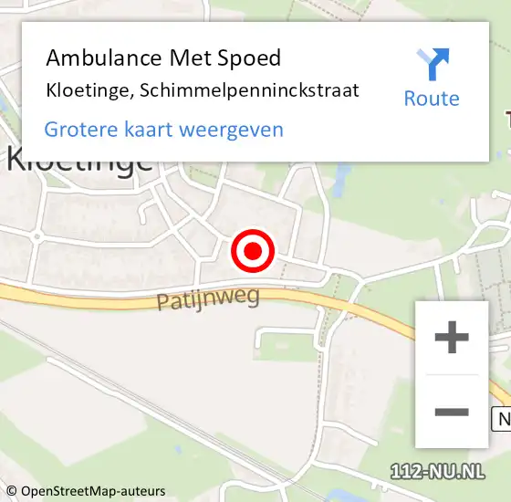 Locatie op kaart van de 112 melding: Ambulance Met Spoed Naar Kloetinge, Schimmelpenninckstraat op 6 mei 2018 15:03