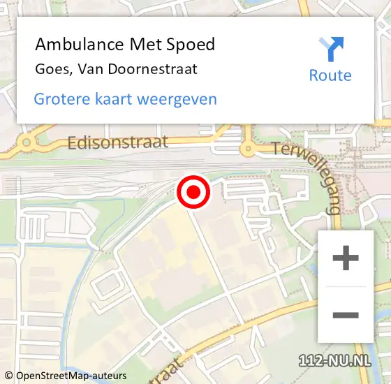 Locatie op kaart van de 112 melding: Ambulance Met Spoed Naar Goes, Van Doornestraat op 6 mei 2018 15:22