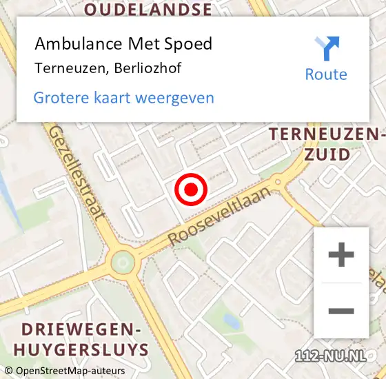 Locatie op kaart van de 112 melding: Ambulance Met Spoed Naar Terneuzen, Berliozhof op 6 mei 2018 15:40
