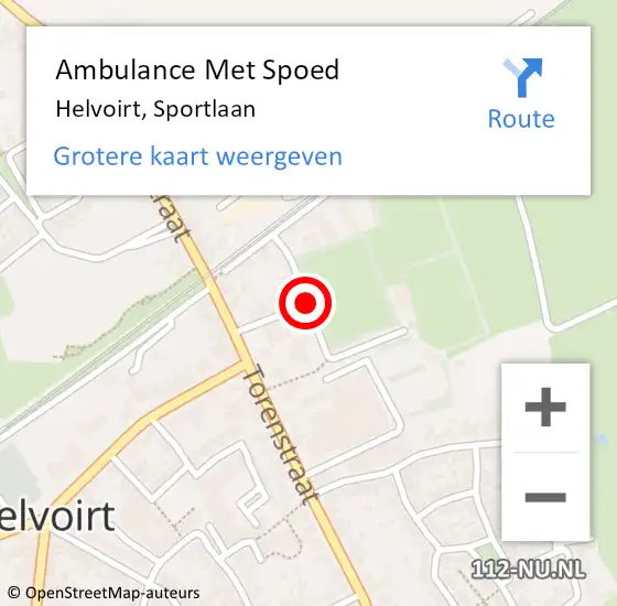 Locatie op kaart van de 112 melding: Ambulance Met Spoed Naar Helvoirt, Sportlaan op 6 mei 2018 16:04