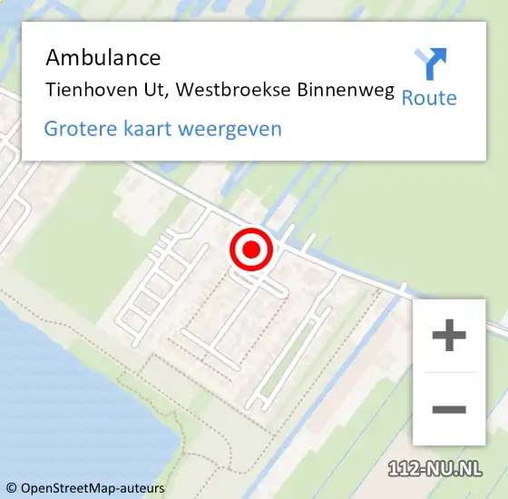 Locatie op kaart van de 112 melding: Ambulance Tienhoven Ut, Westbroekse Binnenweg op 6 mei 2018 16:12