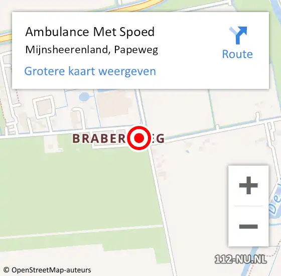 Locatie op kaart van de 112 melding: Ambulance Met Spoed Naar Mijnsheerenland, Papeweg op 24 februari 2014 12:33