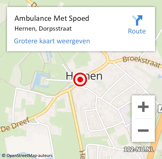 Locatie op kaart van de 112 melding: Ambulance Met Spoed Naar Hernen, Dorpsstraat op 6 mei 2018 17:54