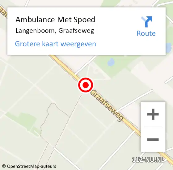 Locatie op kaart van de 112 melding: Ambulance Met Spoed Naar Langenboom, Graafseweg op 6 mei 2018 18:17