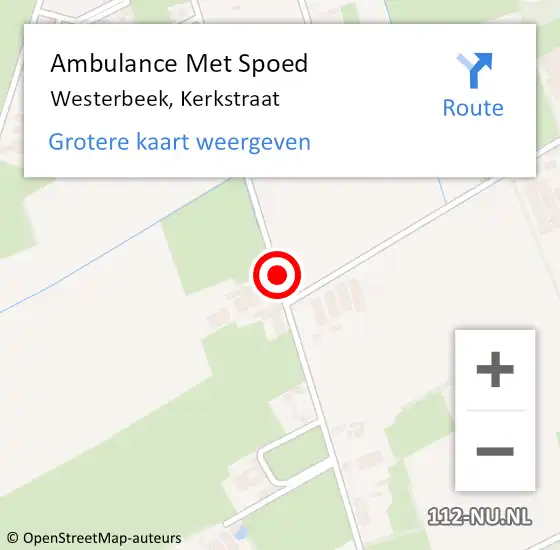 Locatie op kaart van de 112 melding: Ambulance Met Spoed Naar Westerbeek, Kerkstraat op 6 mei 2018 18:28