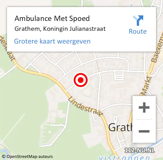 Locatie op kaart van de 112 melding: Ambulance Met Spoed Naar Grathem, Koningin Julianastraat op 6 mei 2018 18:37