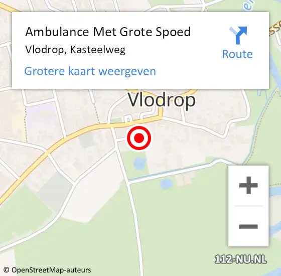 Locatie op kaart van de 112 melding: Ambulance Met Grote Spoed Naar Vlodrop, Kasteelweg op 24 februari 2014 12:42