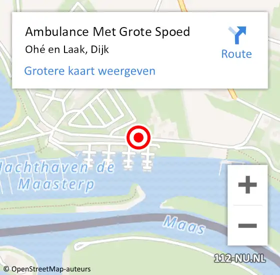 Locatie op kaart van de 112 melding: Ambulance Met Grote Spoed Naar Ohé en Laak, Dijk op 6 mei 2018 19:00