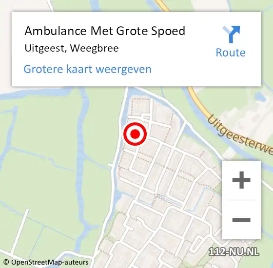 Locatie op kaart van de 112 melding: Ambulance Met Grote Spoed Naar Uitgeest, Weegbree op 24 februari 2014 12:48