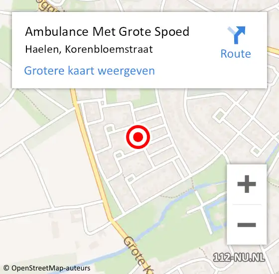 Locatie op kaart van de 112 melding: Ambulance Met Grote Spoed Naar Haelen, Korenbloemstraat op 6 mei 2018 22:10