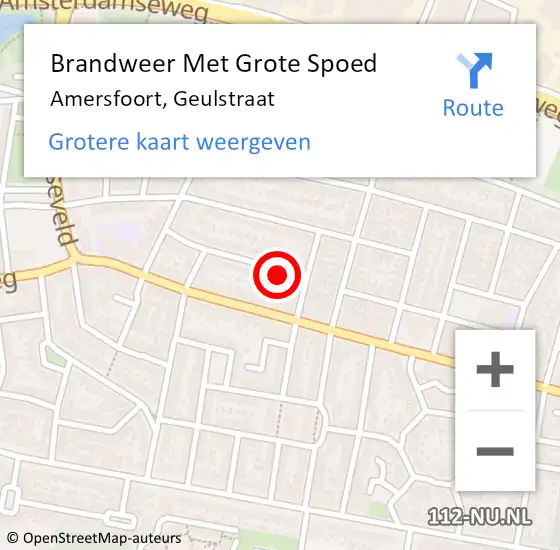 Locatie op kaart van de 112 melding: Brandweer Met Grote Spoed Naar Amersfoort, Geulstraat op 6 mei 2018 23:39