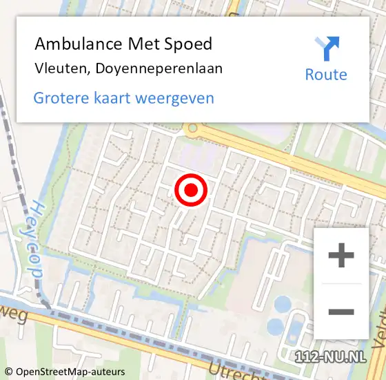 Locatie op kaart van de 112 melding: Ambulance Met Spoed Naar Vleuten, Doyenneperenlaan op 6 mei 2018 23:57