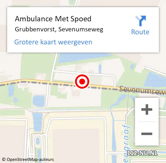 Locatie op kaart van de 112 melding: Ambulance Met Spoed Naar Grubbenvorst, Sevenumseweg op 7 mei 2018 01:28