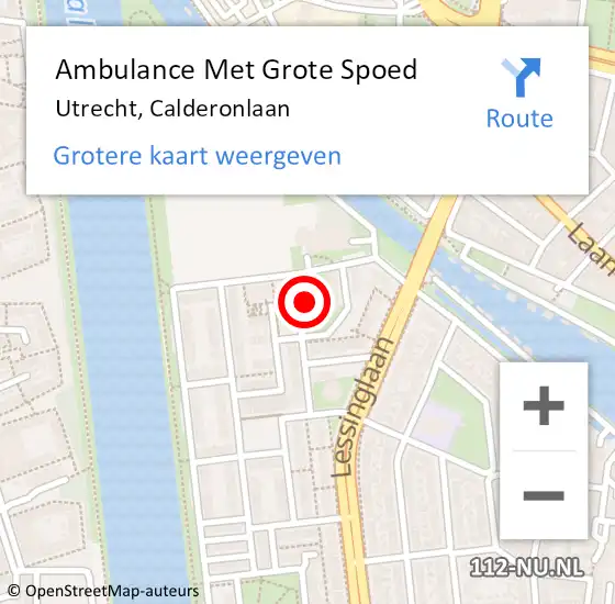 Locatie op kaart van de 112 melding: Ambulance Met Grote Spoed Naar Utrecht, Calderonlaan op 7 mei 2018 02:48