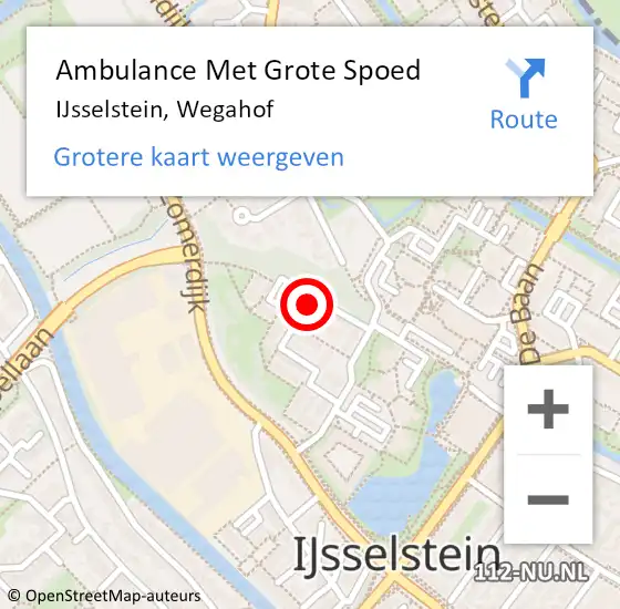 Locatie op kaart van de 112 melding: Ambulance Met Grote Spoed Naar IJsselstein, Wegahof op 7 mei 2018 03:22