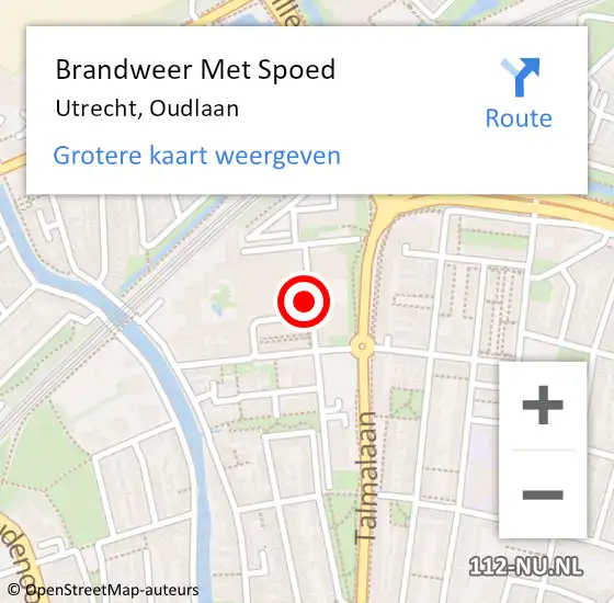 Locatie op kaart van de 112 melding: Brandweer Met Spoed Naar Utrecht, Oudlaan op 7 mei 2018 03:54