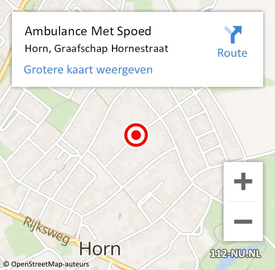 Locatie op kaart van de 112 melding: Ambulance Met Spoed Naar Horn, Graafschap Hornestraat op 7 mei 2018 04:55