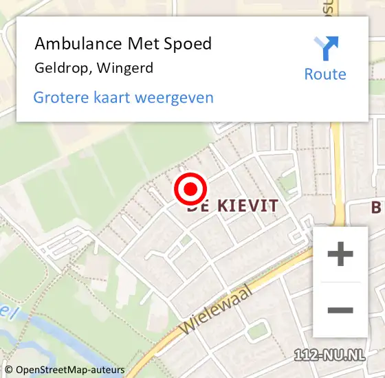 Locatie op kaart van de 112 melding: Ambulance Met Spoed Naar Geldrop, Wingerd op 7 mei 2018 05:08