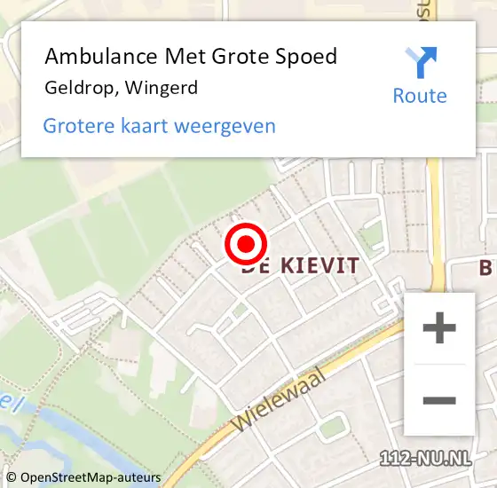 Locatie op kaart van de 112 melding: Ambulance Met Grote Spoed Naar Geldrop, Wingerd op 7 mei 2018 05:10