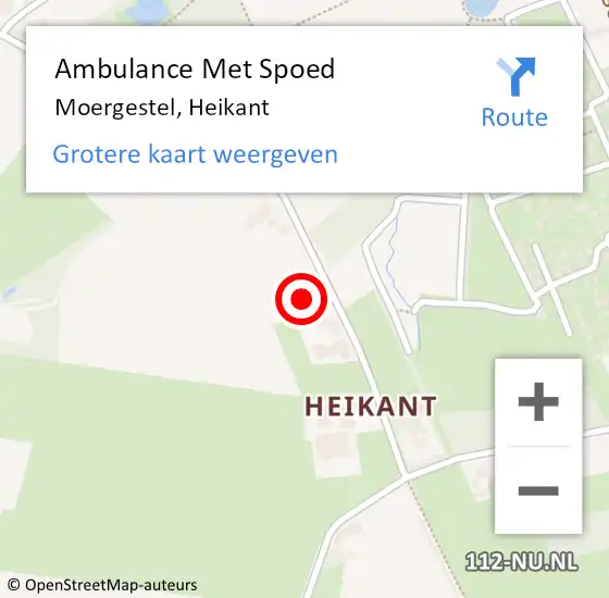 Locatie op kaart van de 112 melding: Ambulance Met Spoed Naar Moergestel, Heikant op 7 mei 2018 06:27