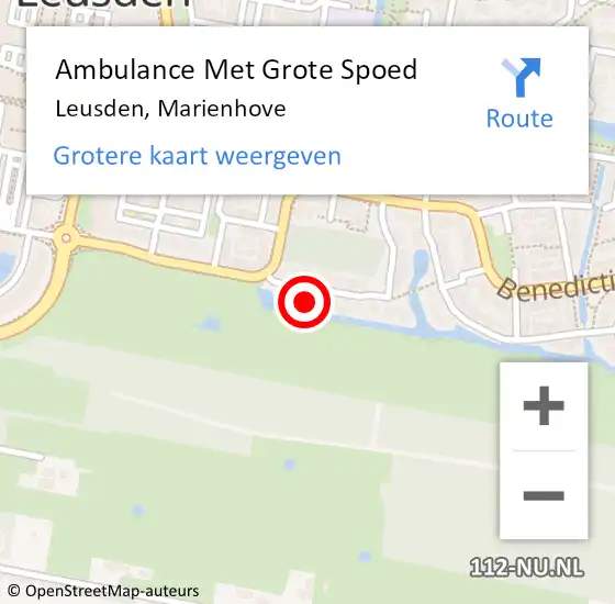 Locatie op kaart van de 112 melding: Ambulance Met Grote Spoed Naar Leusden, Marienhove op 7 mei 2018 06:51