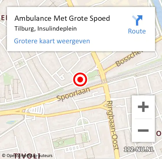 Locatie op kaart van de 112 melding: Ambulance Met Grote Spoed Naar Tilburg, Insulindeplein op 7 mei 2018 06:58