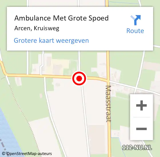 Locatie op kaart van de 112 melding: Ambulance Met Grote Spoed Naar Arcen, Kruisweg op 7 mei 2018 07:04