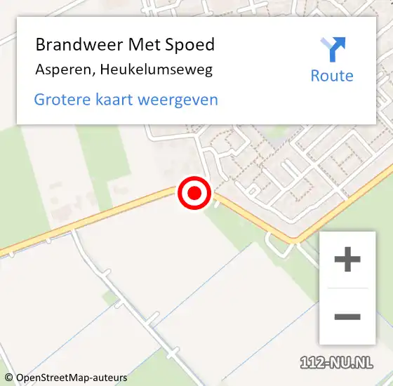 Locatie op kaart van de 112 melding: Brandweer Met Spoed Naar Asperen, Heukelumseweg op 7 mei 2018 07:21